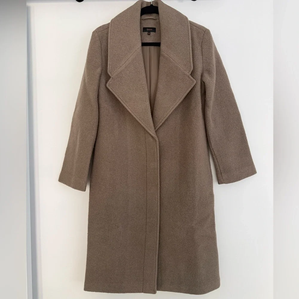 Quince 100% Merino Wool Shawl Collar Long Coat XS NWOT Heather Elm - Picture 13 of 14
